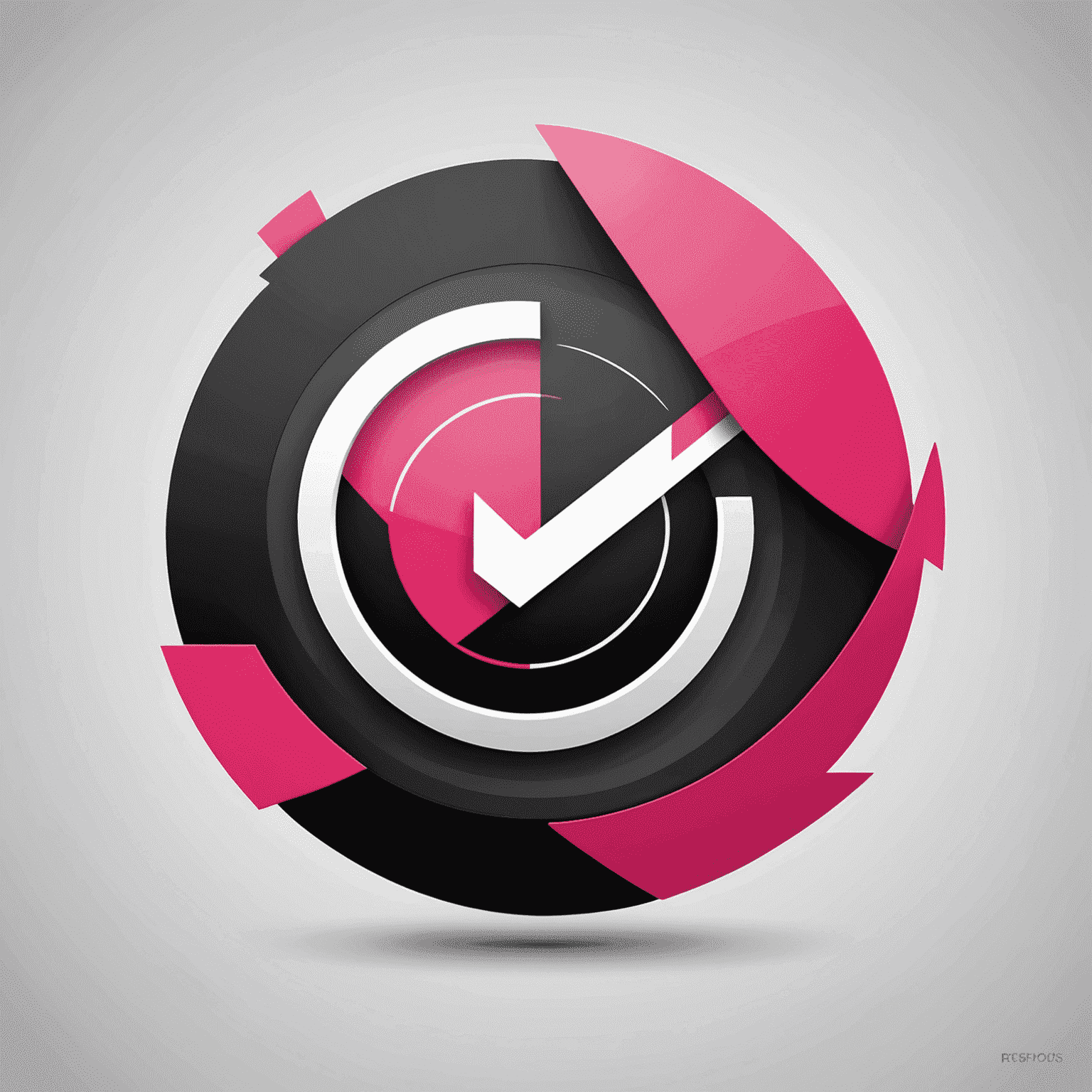 Company logo featuring a modern, abstract design in red, pink, black and white colors, symbolizing fast and reliable mobile and internet recharge services