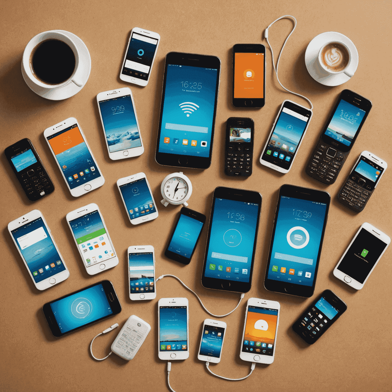 A collage of smartphones and mobile devices showcasing various mobile and internet recharge offers from leading telecom providers in UAE